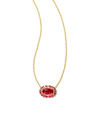 Elisa Gold Crystal Frame Short Pendant Necklace in Raspberry Illusion