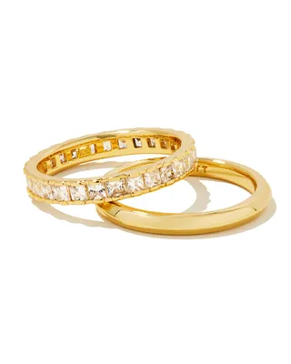 Ella Gold Ring Set of 2 White Crystal