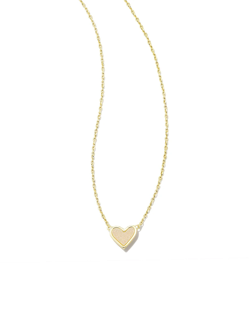 Framed Ari Heart Gold Short Pendant Necklace Mood Stone