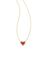 Framed Ari Heart Gold Short Pendant Necklace in Opalescent Resin