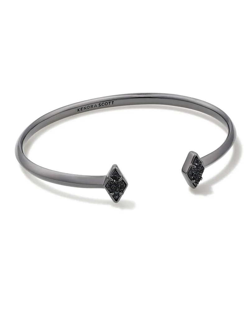 Kinsley Gunmetal Cuff Bracelet in Black Drusy