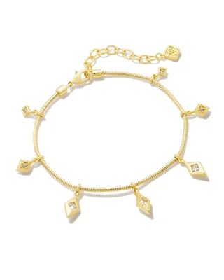 Kinsley Gold Delicate Chain Bracelet in White Crystal