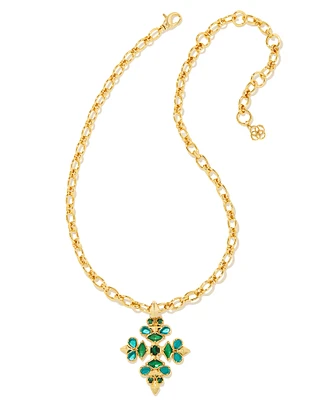 Kinsley Gold Statement Necklace in Green Mix