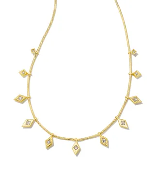 Kinsley Gold Strand Necklace in White Crystal
