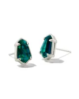 Alexandria Silver Stud Earrings in Teal Green Illusion