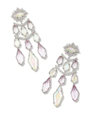 Alexandria Silver Tiered Statement Earrings in White Mix