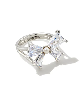 Blair Gold Bow Cocktail Ring White Crystal