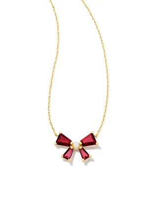 Blair Gold Bow Short Pendant Necklace in Red Mix