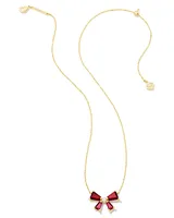 Blair Gold Bow Short Pendant Necklace in Red Mix