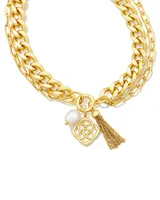 Everleigh Gold Chain Necklace in White Pearl