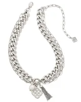 Everleigh Silver Chain Necklace in White Pearl