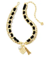 Everleigh Gold Velvet Necklace in Black