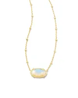 Faceted Gold Elisa Short Pendant Necklace in Iridescent Opalite Illusion