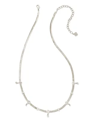 Gracie Silver Chain Necklace in White Crystal