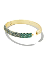 Mikki Gold Pave Bangle Bracelet Green Blue Ombre Mix