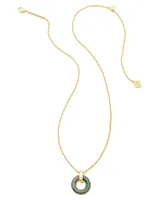 Mikki Gold Pave Short Pendant Necklace in Green Blue Ombre Mix