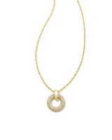 Mikki Gold Pave Short Pendant Necklace in White Crystal