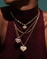 Penny Gold Heart Multi Strand Necklace in Mulberry Mix