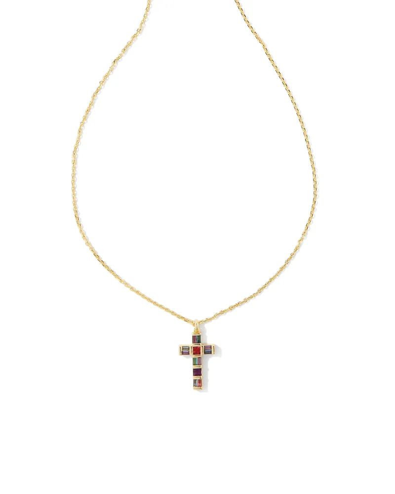 Gracie Gold Cross Short Pendant Necklace in Multi Mix