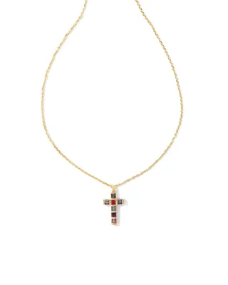 Gracie Gold Cross Short Pendant Necklace in Multi Mix