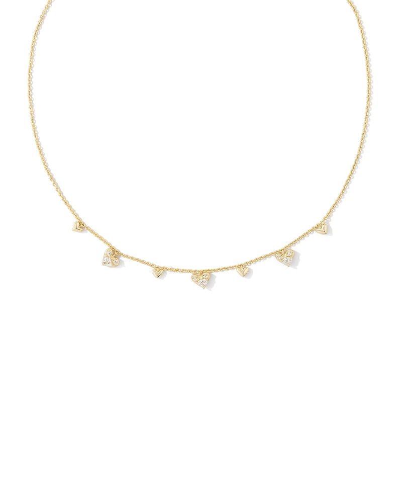 Haven Gold Heart Crystal Choker Necklace in White Crystal