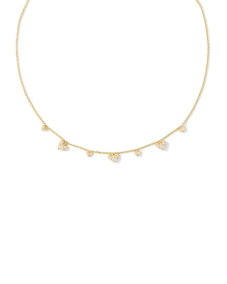Haven Gold Heart Crystal Choker Necklace in White Crystal