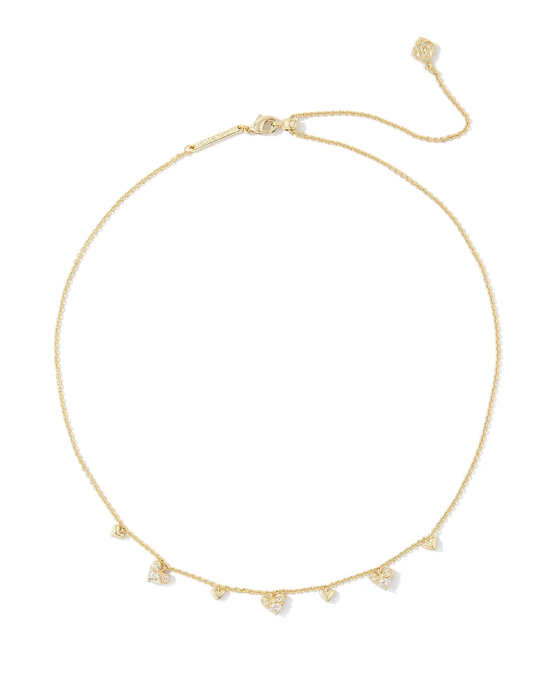 Haven Gold Heart Crystal Choker Necklace in White Crystal