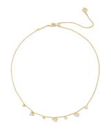 Haven Gold Heart Crystal Choker Necklace in White Crystal