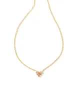 Katy Gold Heart Short Pendant Necklace in Pink Glass