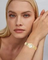 Alex Gold Tone Stainless Steel 28mm Watch Ivory Mother-of-Pearl