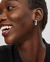 Cailin Silver Crystal Hoop Earrings White CZ