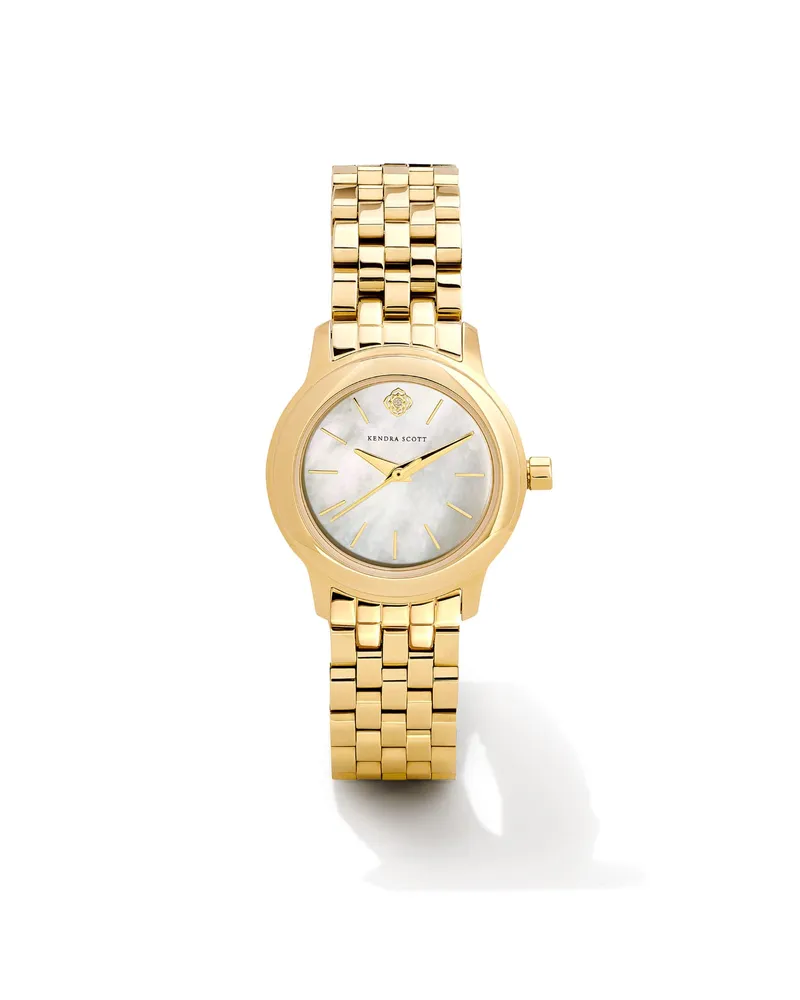 Alex Gold Tone Stainless Steel 28mm Watch in Ivory Mother-of-Pearl
