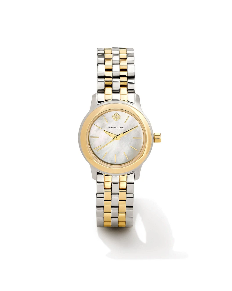 Alex Gold Tone Stainless Steel 28mm Watch Ivory Mother-of-Pearl