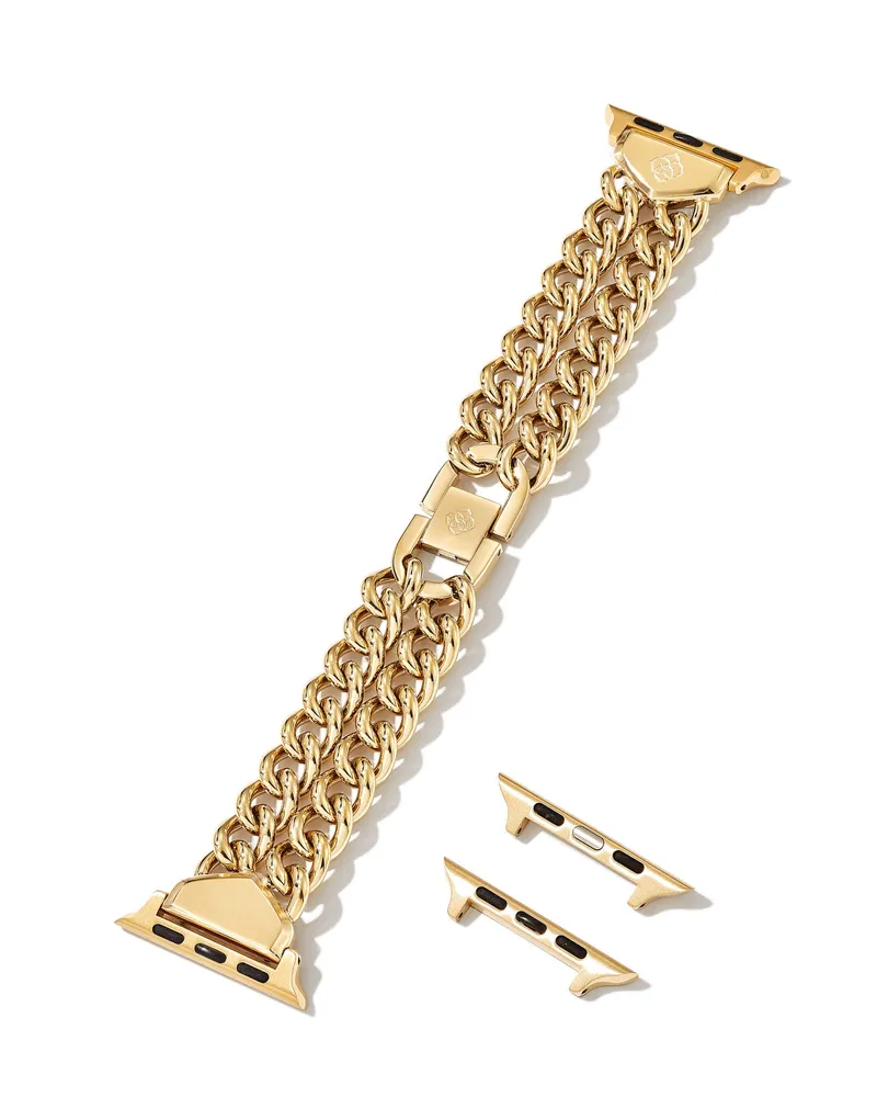 Whitley Double Chain Watch Band Gold Tone Stainless Steel