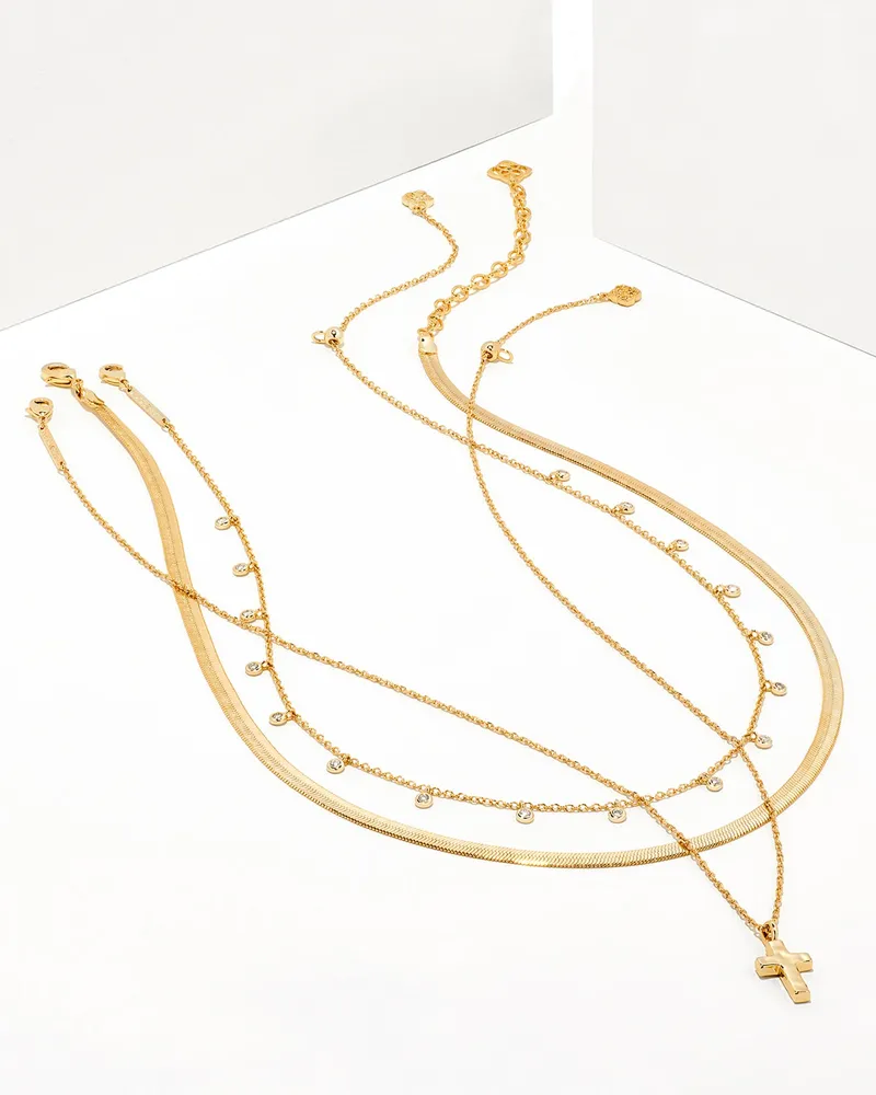 Kendra Scott Yellow Gold Plated Bailey Chain Necklace in White Mix |  9608851425 | Borsheims