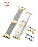 Mia and Filigree Watch Band Gift Set in Two Tone Stainless Steel and White Silicone