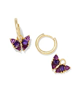 Blair Gold Butterfly Huggie Earrings in Purple Mix