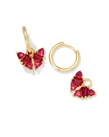 Blair Gold Butterfly Huggie Earrings in Cranberry Mix