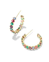 Cailin Gold Crystal Hoop Earrings in Multi Mix