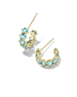 Cailin Gold Huggie Earrings Blue Crystal