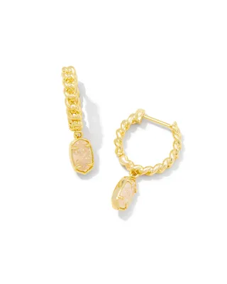 Emilie Gold Huggie Earrings in Iridescent Drusy