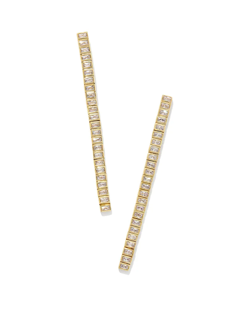 Gracie Long Tennis Linear Earrings Gold