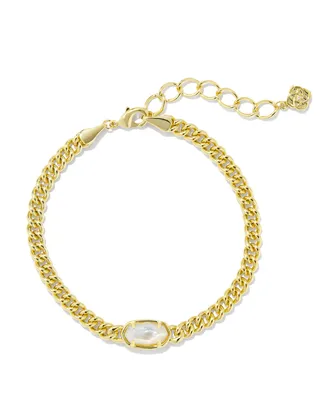 Grayson Gold Delicate Link and Chain Bracelet in Ivory Mother-of-Pearl