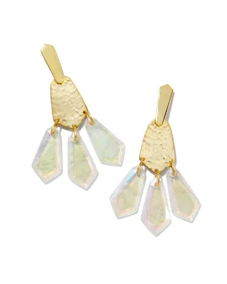 Loris Gold Statement Earrings in Iridescent Clear Rock Crystal