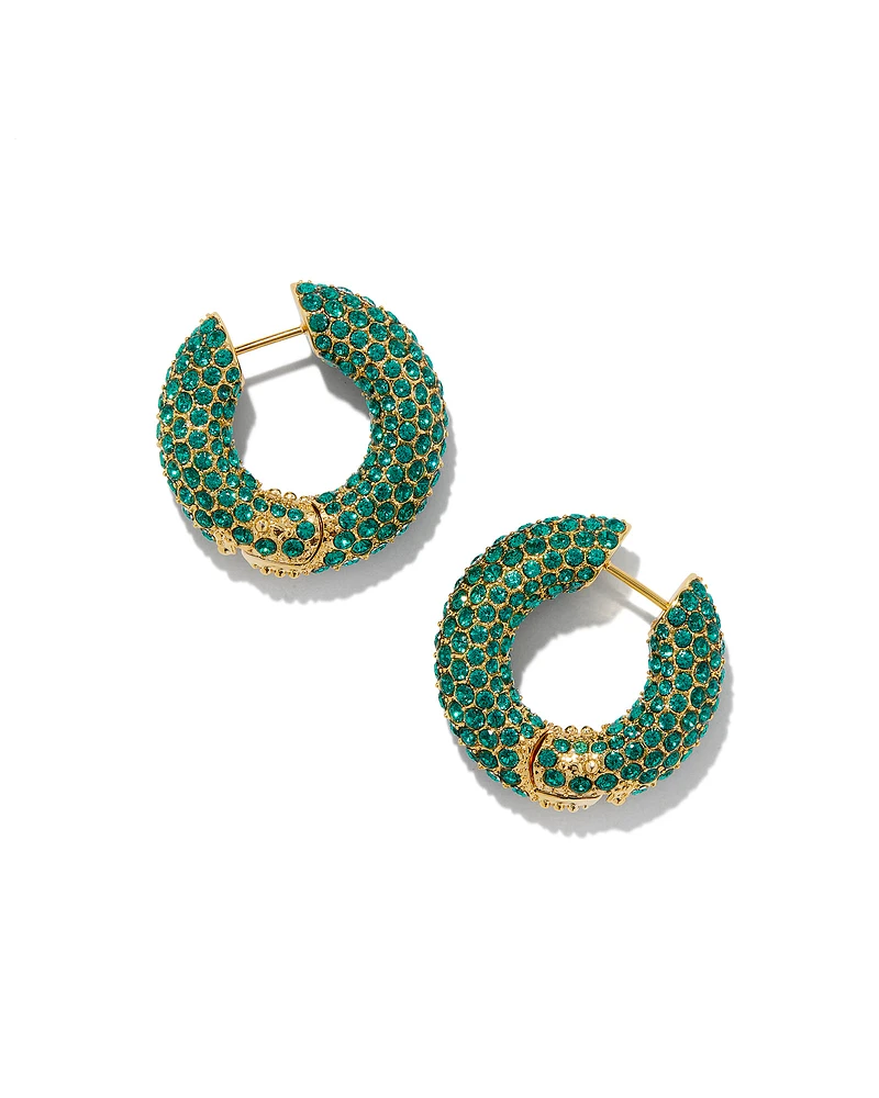 Mikki Gold Pave Hoop Earrings in White CZ