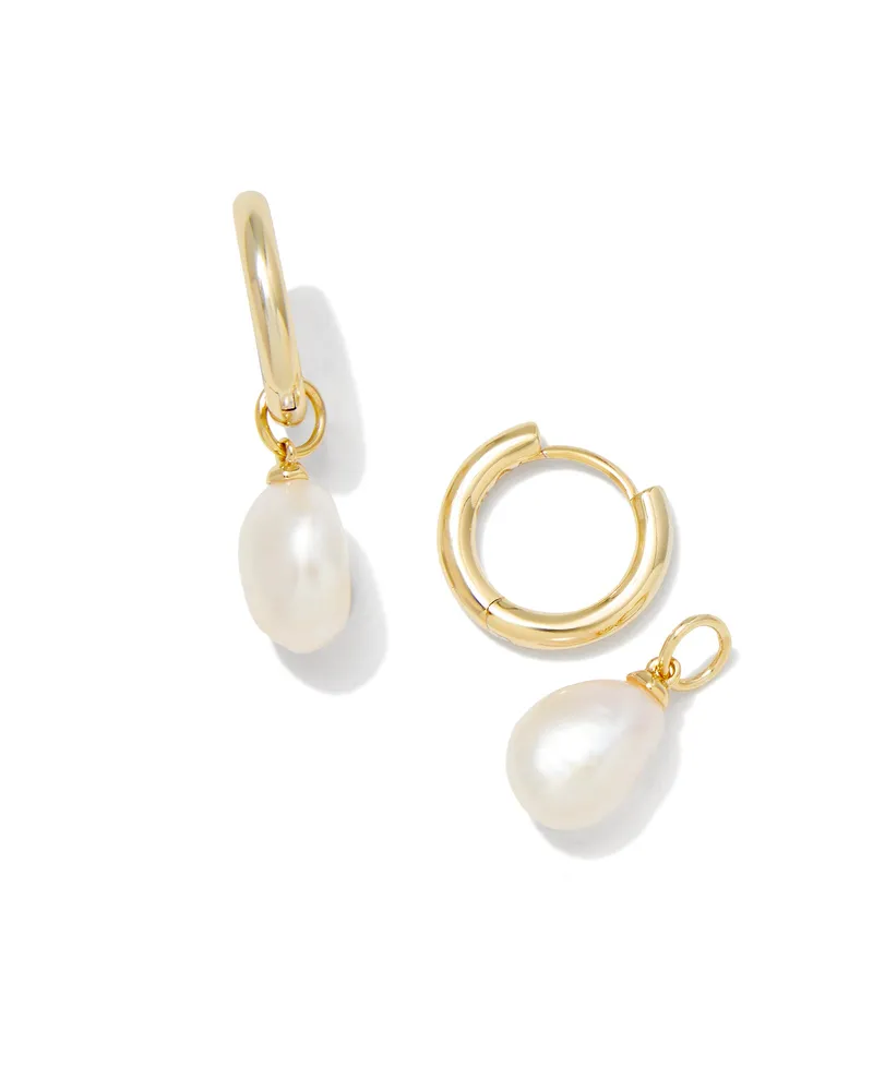 Willa Gold Pearl Huggie Earrings Freshwater Cultured