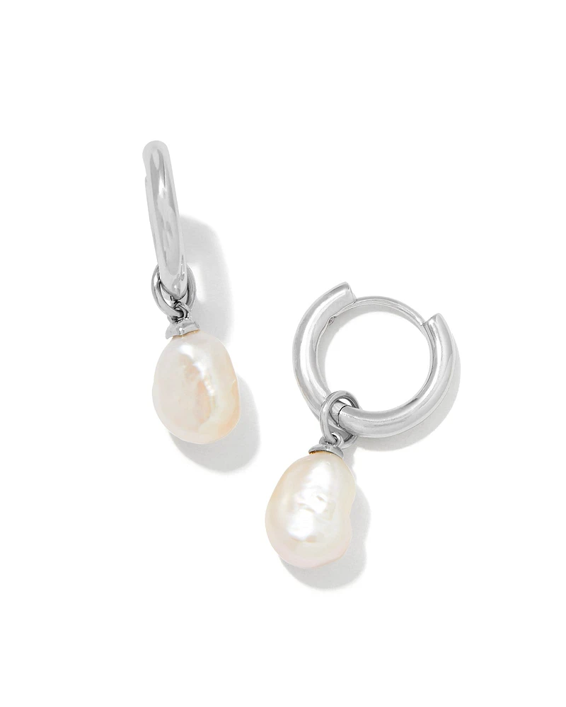 Willa Silver Pearl Huggie Earrings Freshwater Cultured