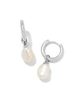 Willa Silver Pearl Huggie Earrings Freshwater Cultured