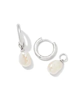 Willa Silver Pearl Huggie Earrings Freshwater Cultured