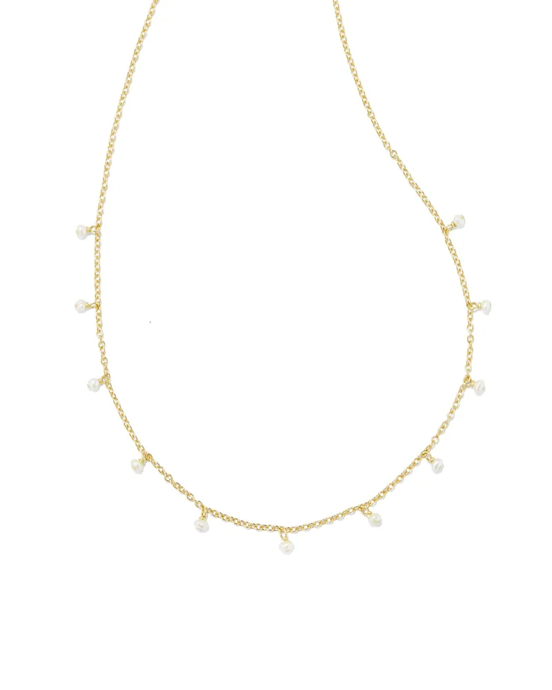 Willa Gold Pearl Strand Necklace in White Pearl